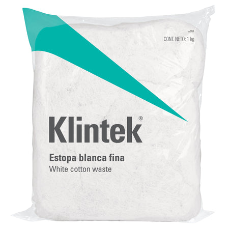 Bolsa de 1 kg de estopa extra fina, color blanco, KLINTEK