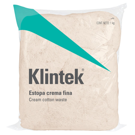 Bolsa de 1 kg de estopa extra fina, color crema, KLINTEK