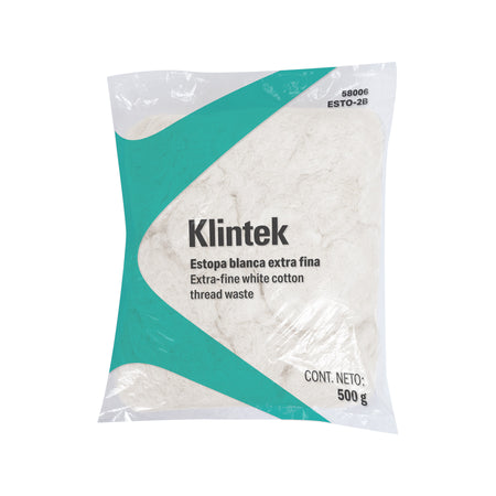 Bolsa de 1/2 kg de estopa extra fina, color blanco, KLINTEK
