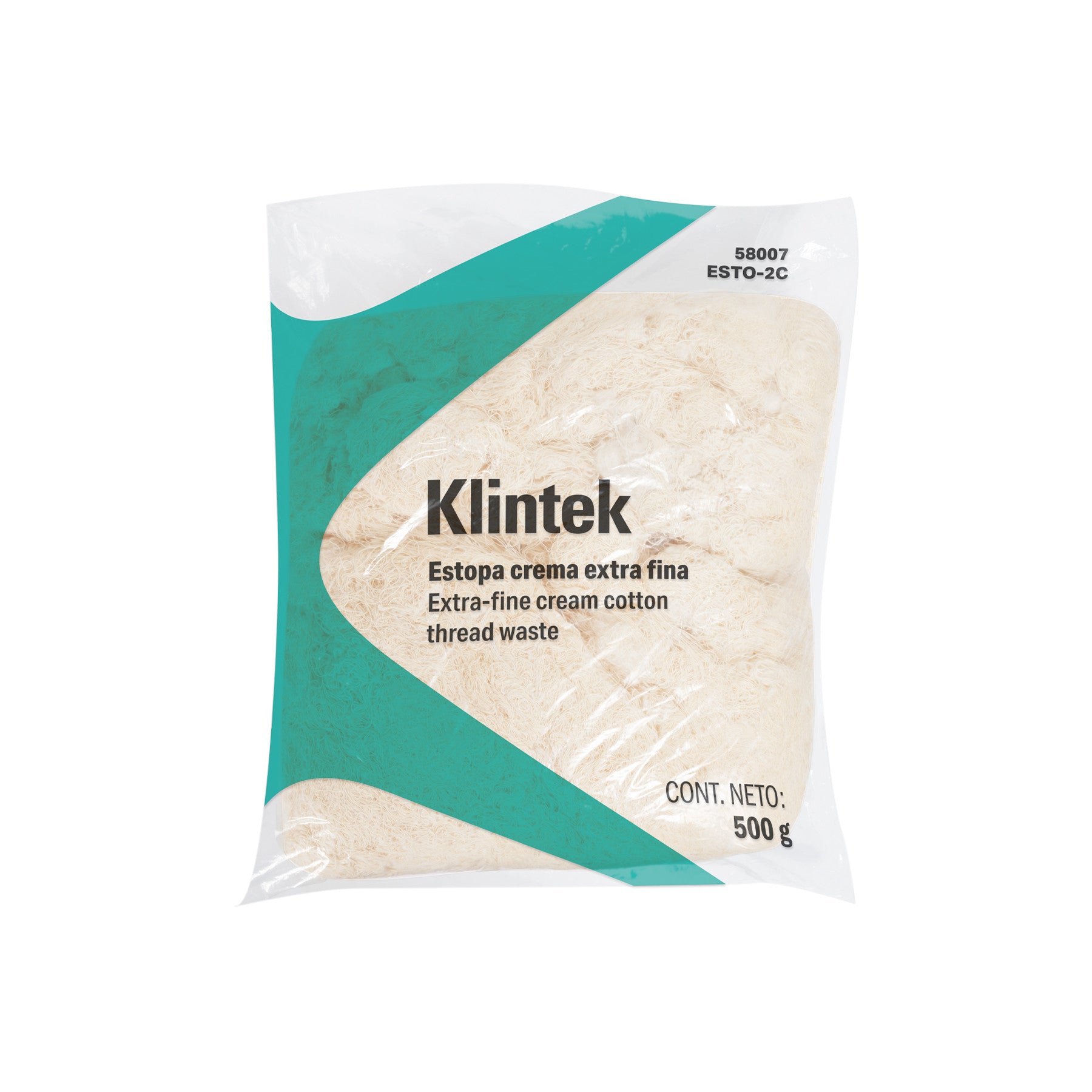 Bolsa de 1/2 kg de estopa extra fina, color crema, KLINTEK