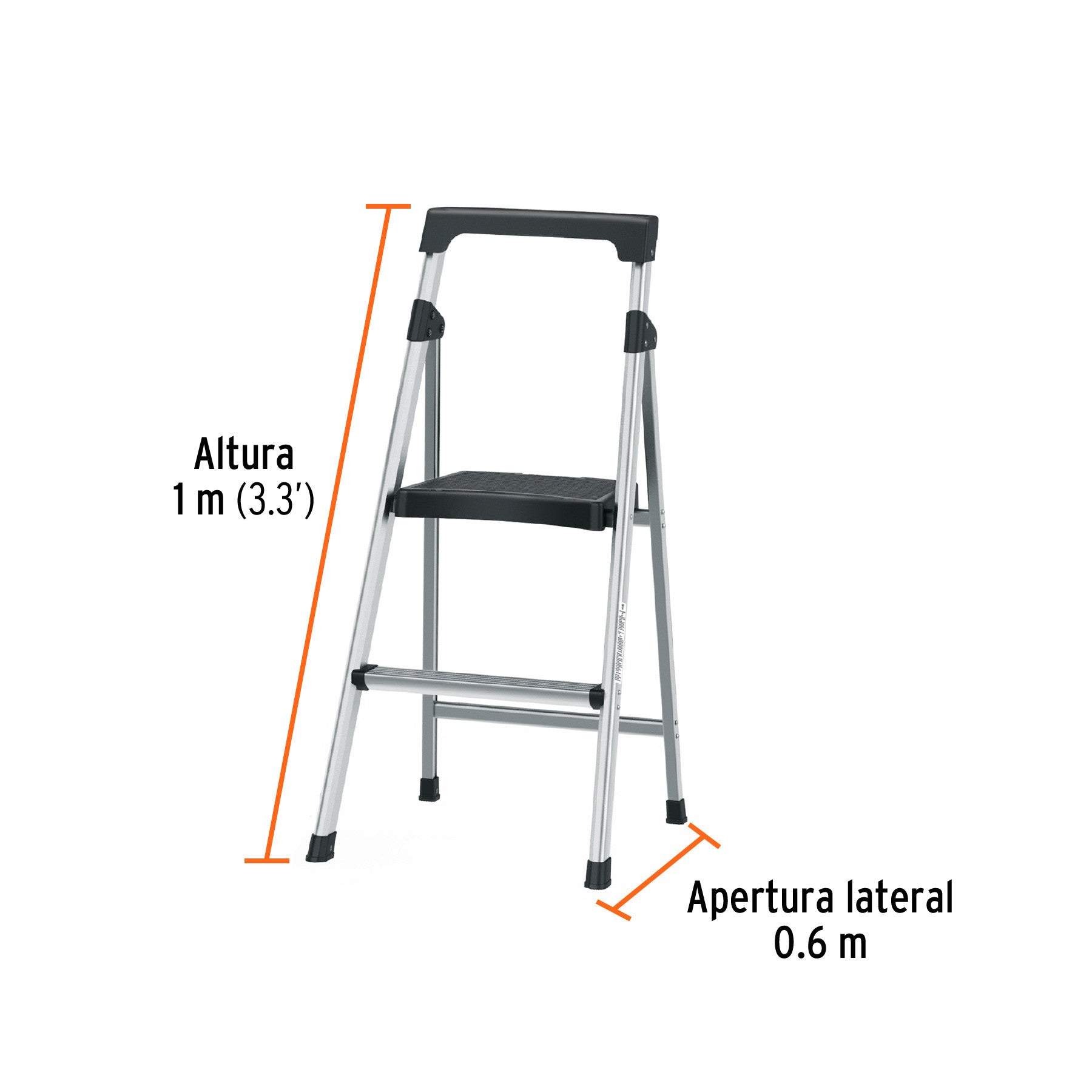 Escalera tubular plegable 2 peldanos aluminio Truper