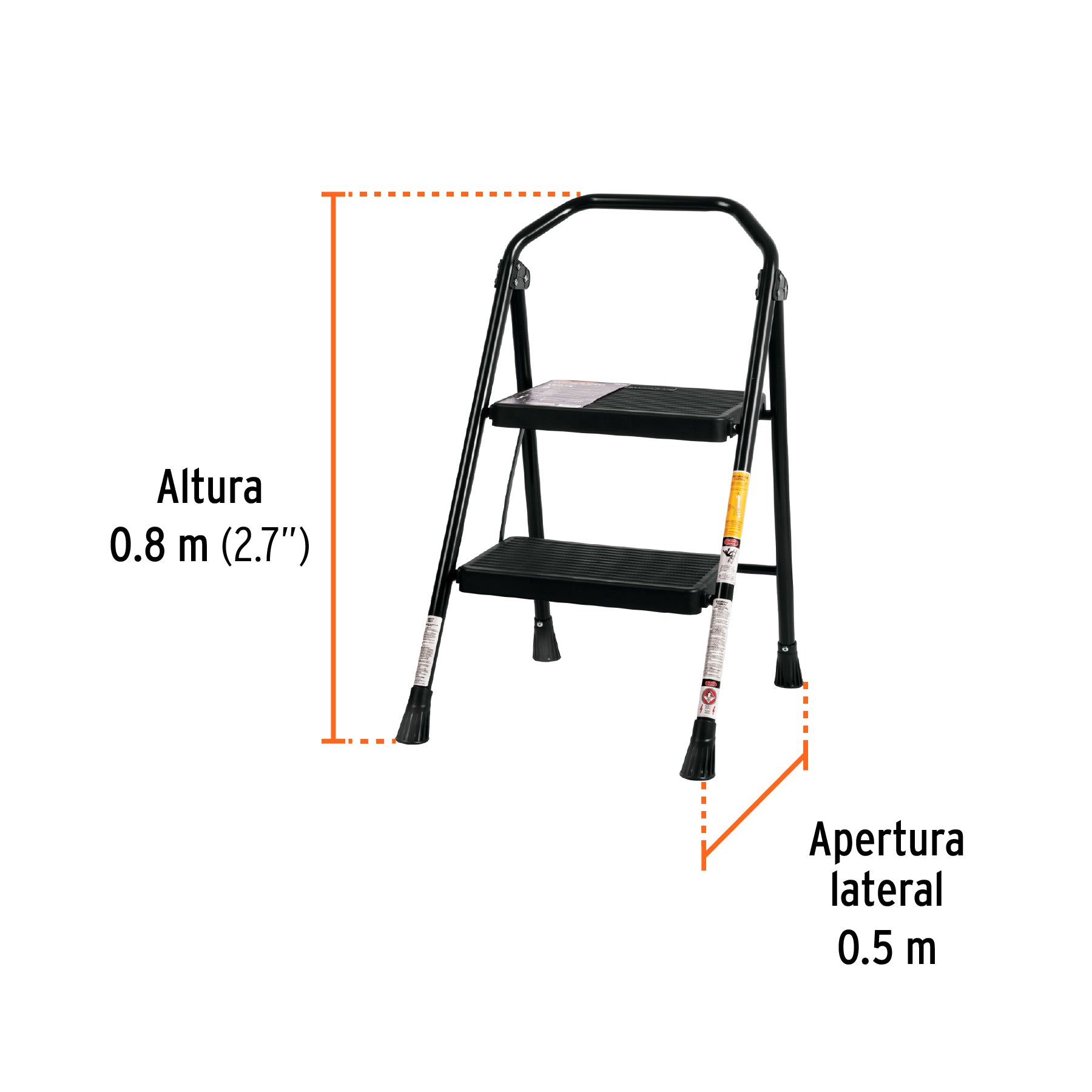 Escalera tubular plegable 2 peldanos Truper