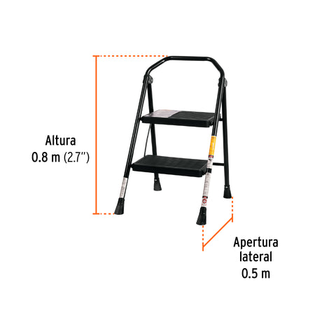 Escalera tubular plegable 2 peldanos Truper