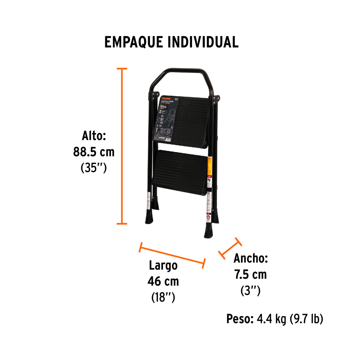 Escalera tubular plegable 2 peldanos Truper
