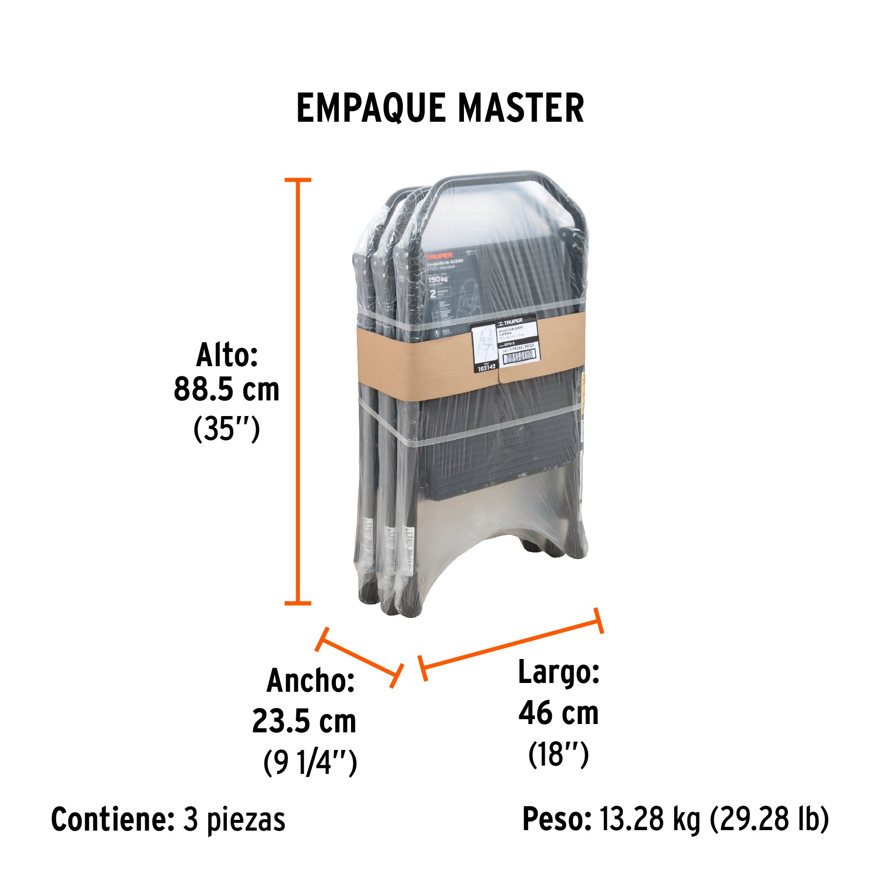 Escalera tubular plegable 2 peldanos Truper