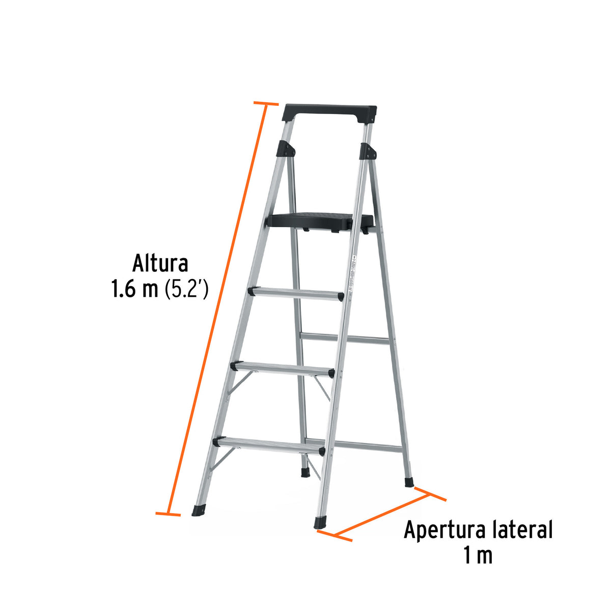 Escalera tubular plegable 4 peldanos aluminio Truper