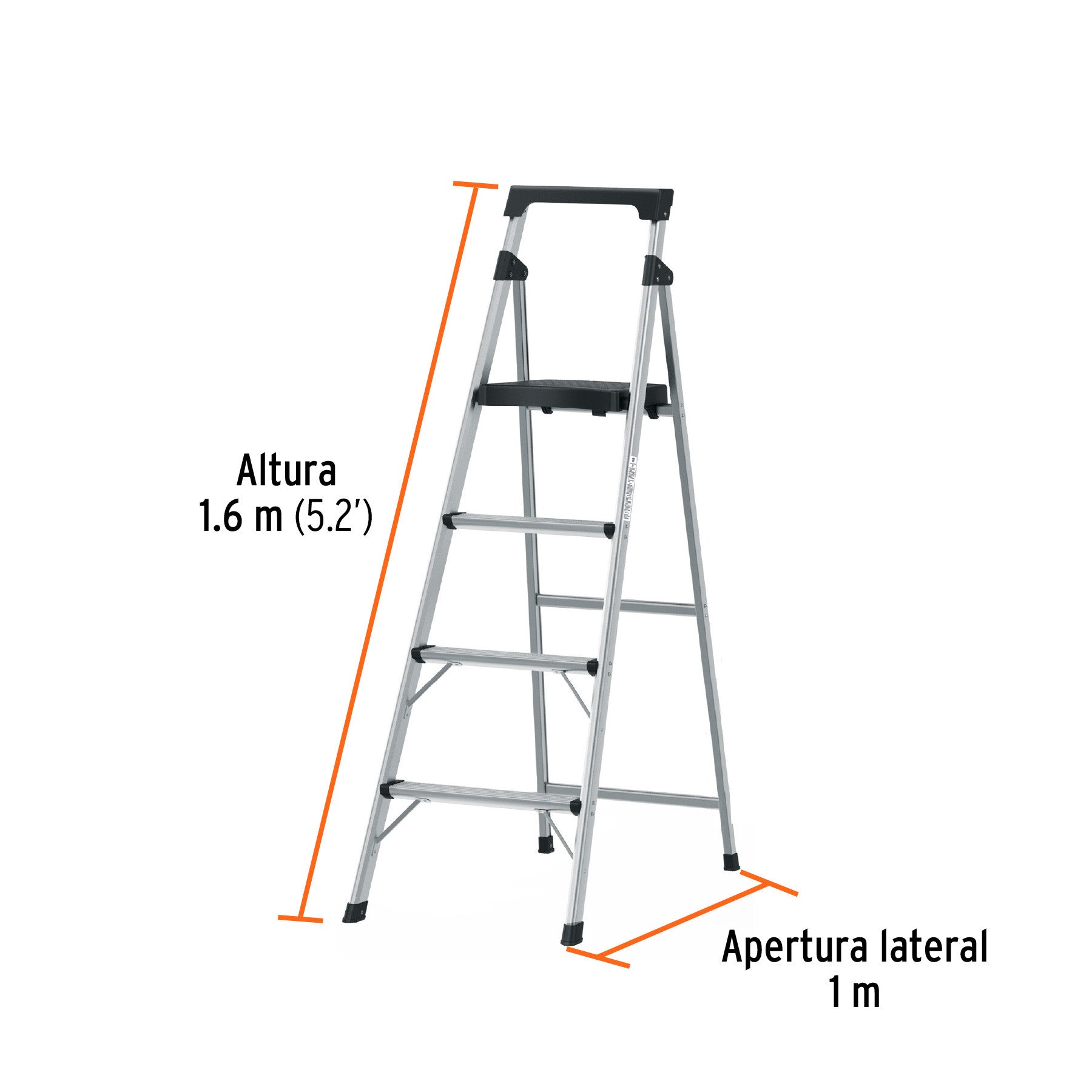 Escalera tubular plegable 4 peldanos aluminio Truper