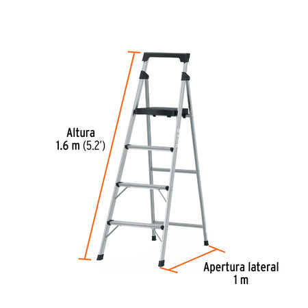 Escalera tubular plegable 4 peldanos aluminio Truper