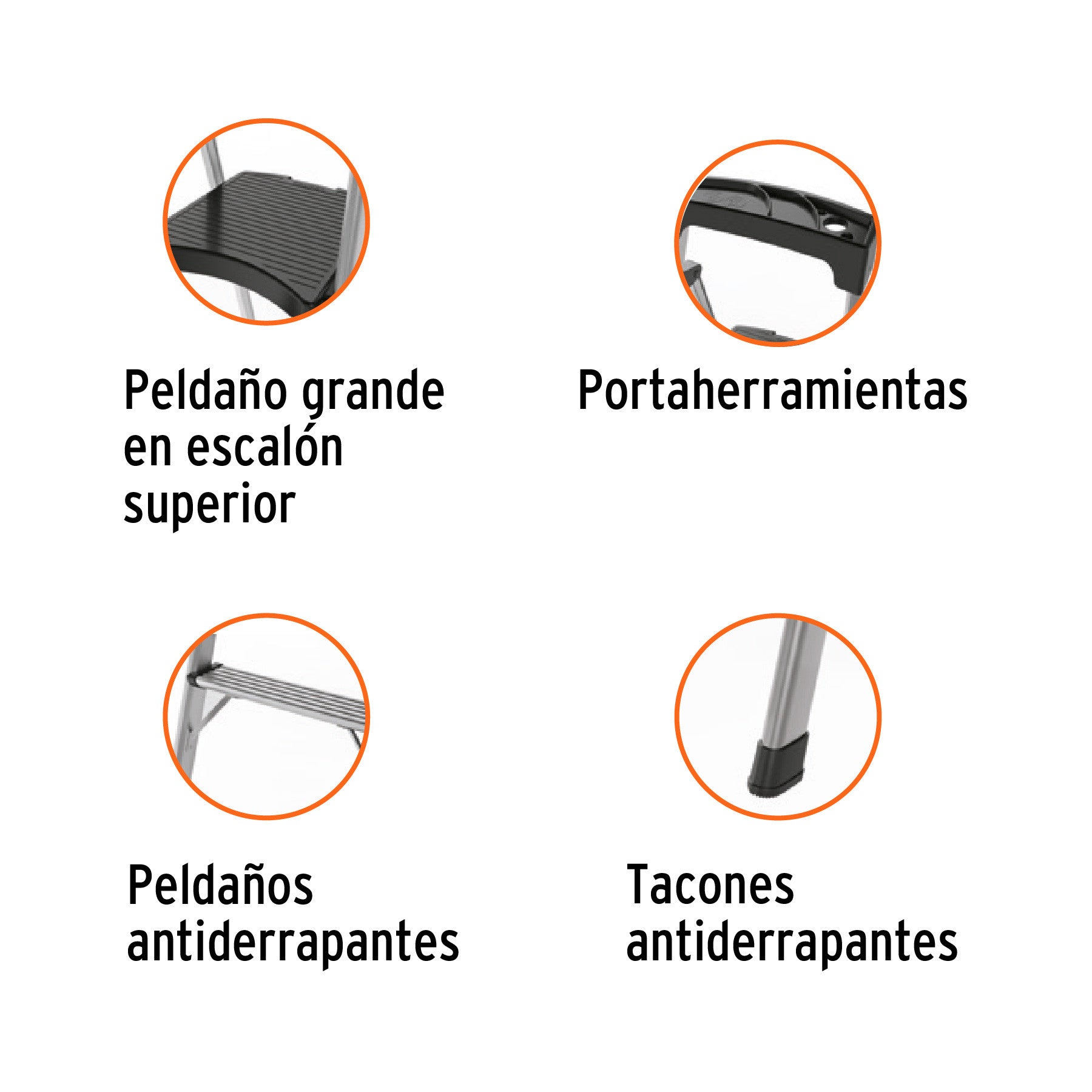 Escalera tubular plegable 4 peldanos aluminio Truper