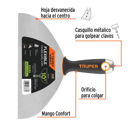 Espátula flexible 10' acero inoxidable, Comfort Grip, EXPERT 10'