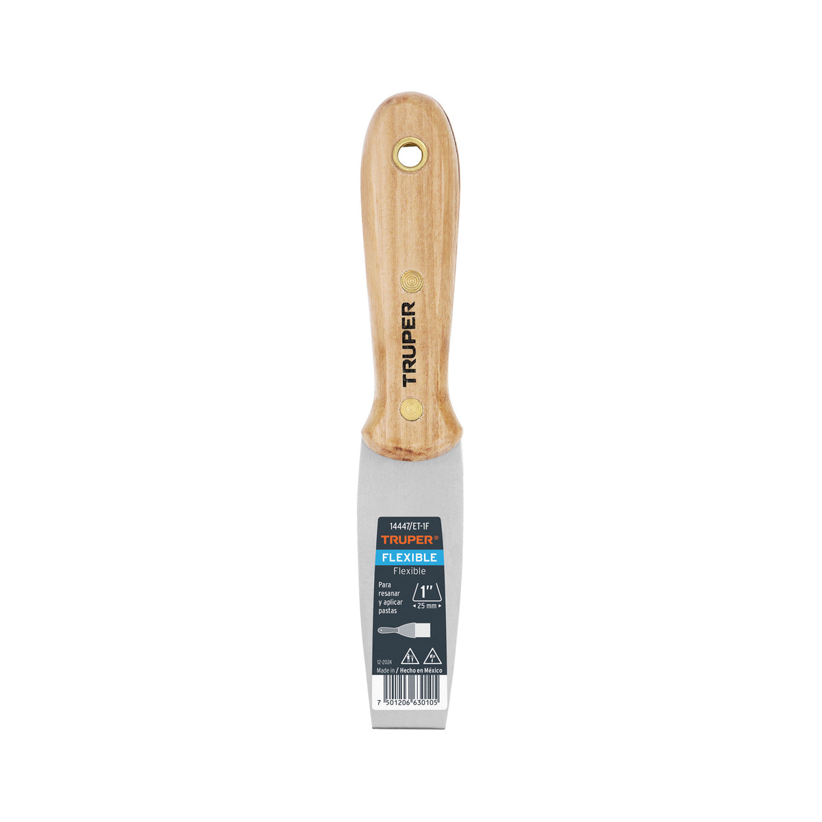 Espátula flexible 1' con mango de madera, Truper 1'
