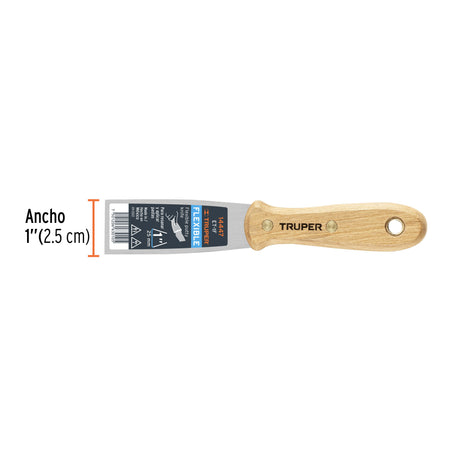 Espátula flexible 1' con mango de madera, Truper 1'