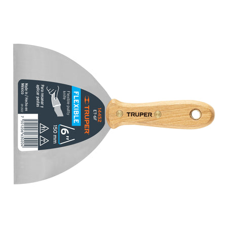 Espatula flexible 6" con mango de madera Truper