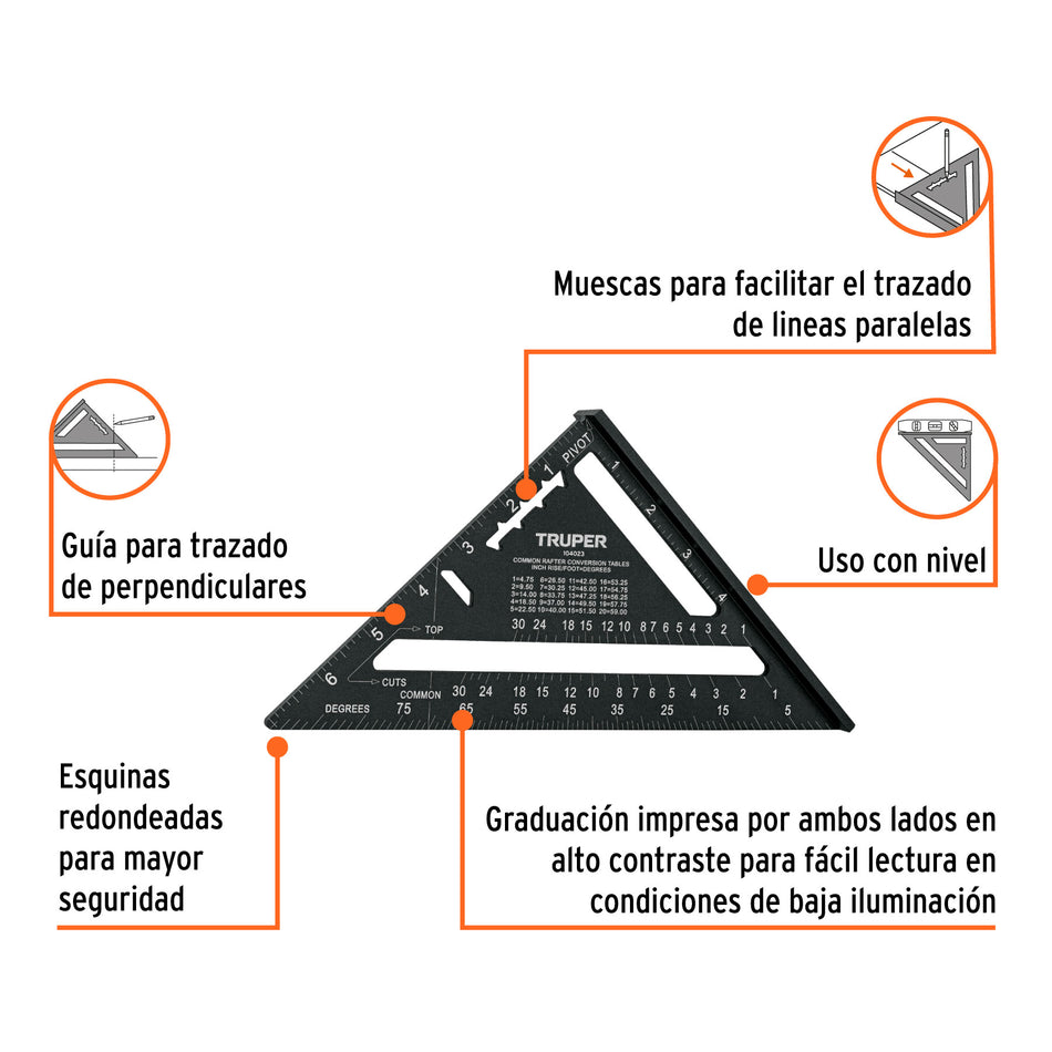 Escuadra 7', aluminio color negro, para muro de yeso, TRUPER