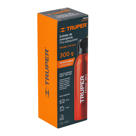 Extintor portatil desechable 300 g polvo tipo ABC Truper