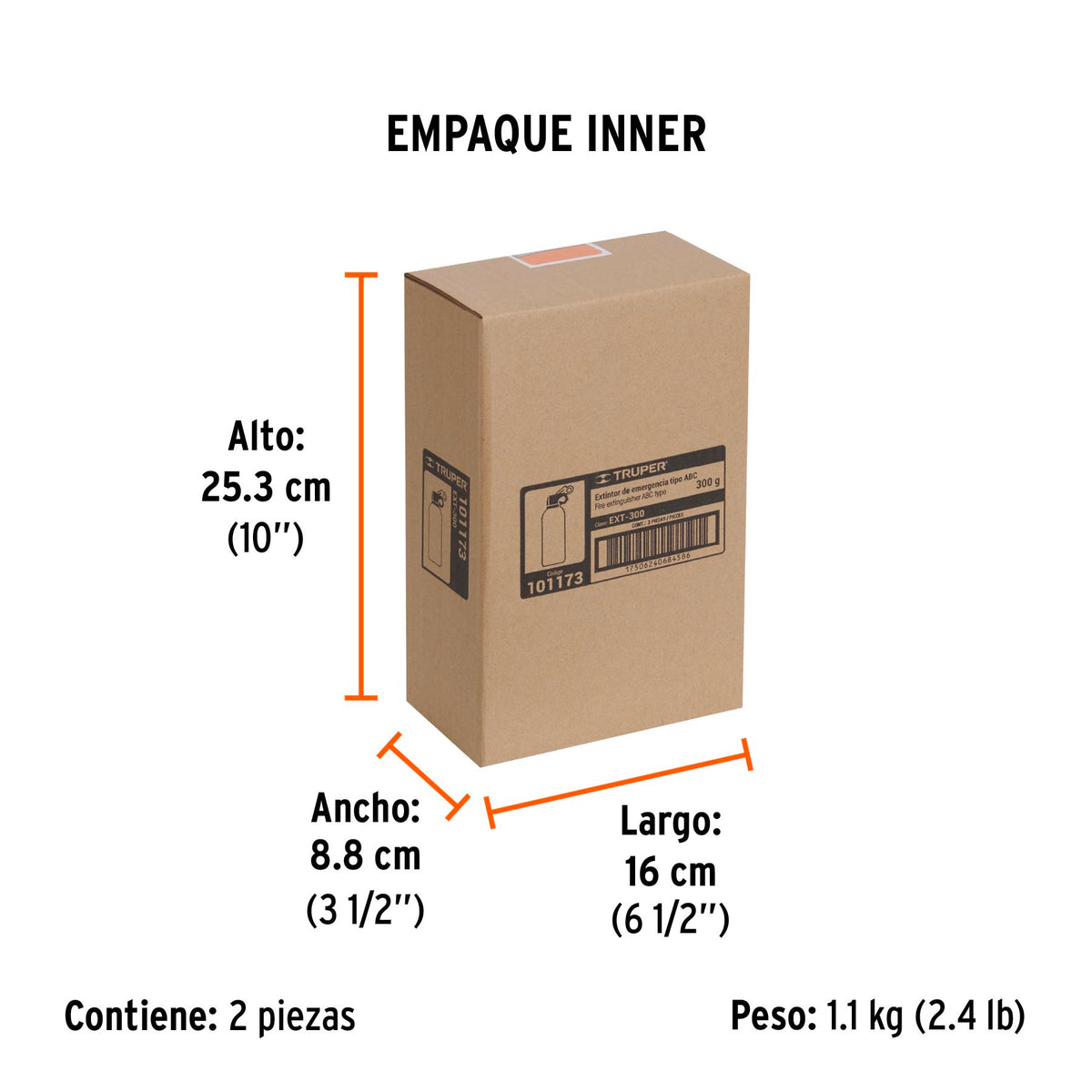 Extintor portatil desechable 300 g polvo tipo ABC Truper