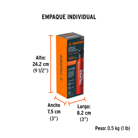 Extintor portatil desechable 300 g polvo tipo ABC Truper