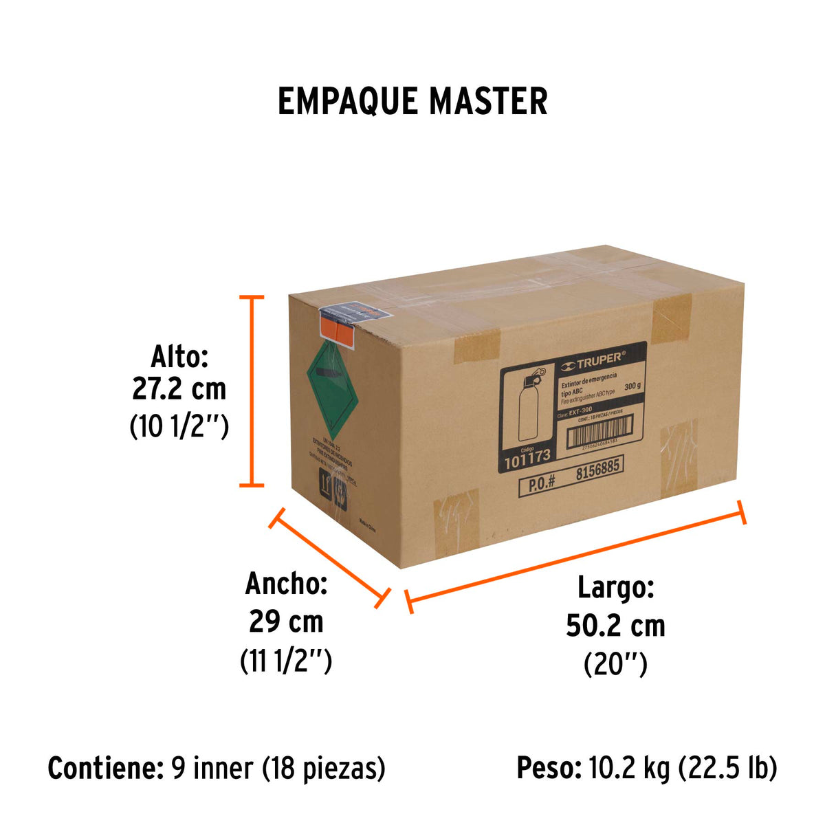 Extintor portatil desechable 300 g polvo tipo ABC Truper