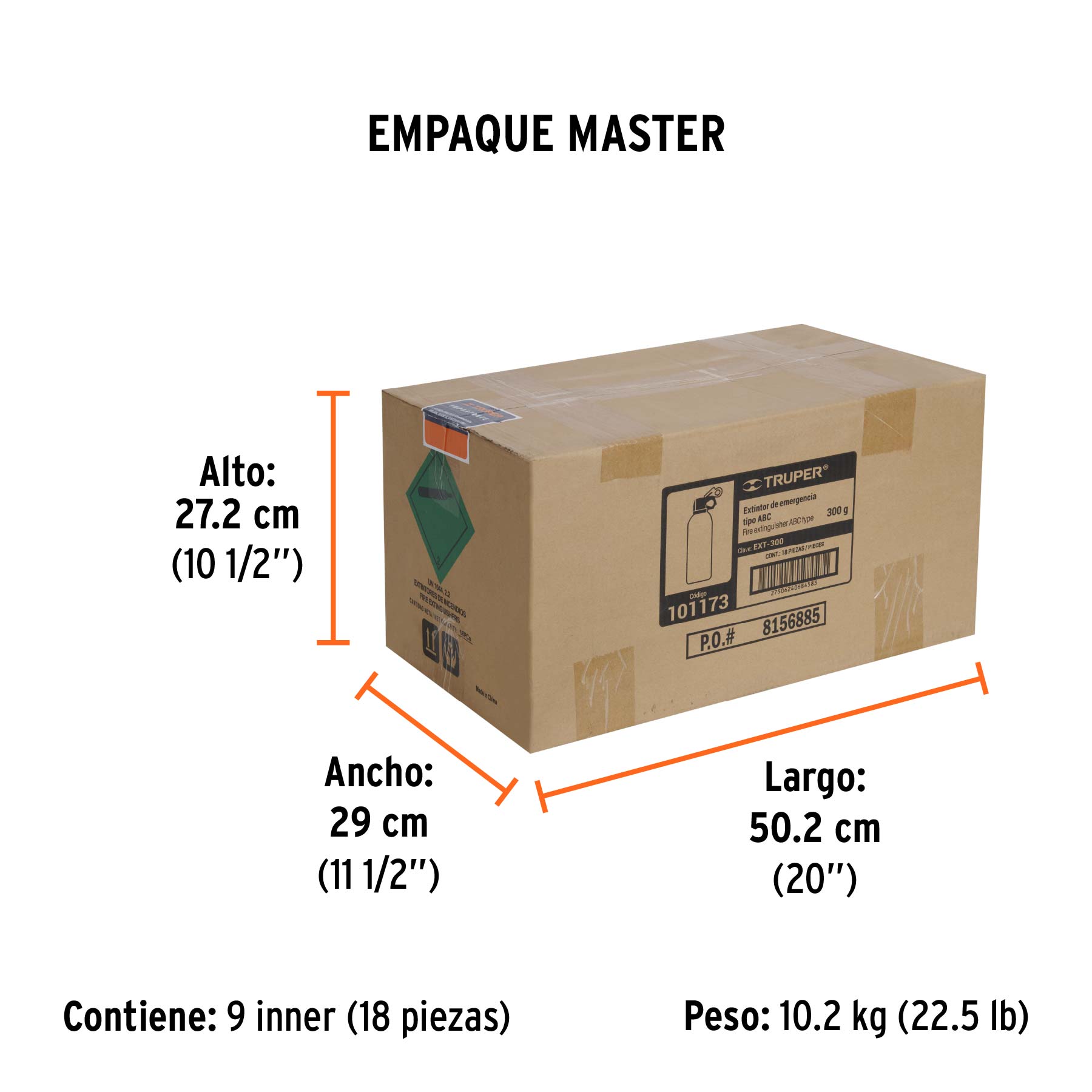 Extintor portatil desechable 300 g polvo tipo ABC Truper