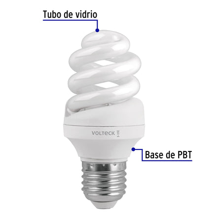 Lámpara espiral T3 11 W luz de día en blíster, Volteck 3 11 W