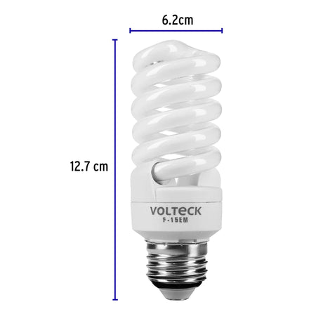 Pack de 4 lámparas espiral mini T2 15 W luz de día, en caja 2 15 W
