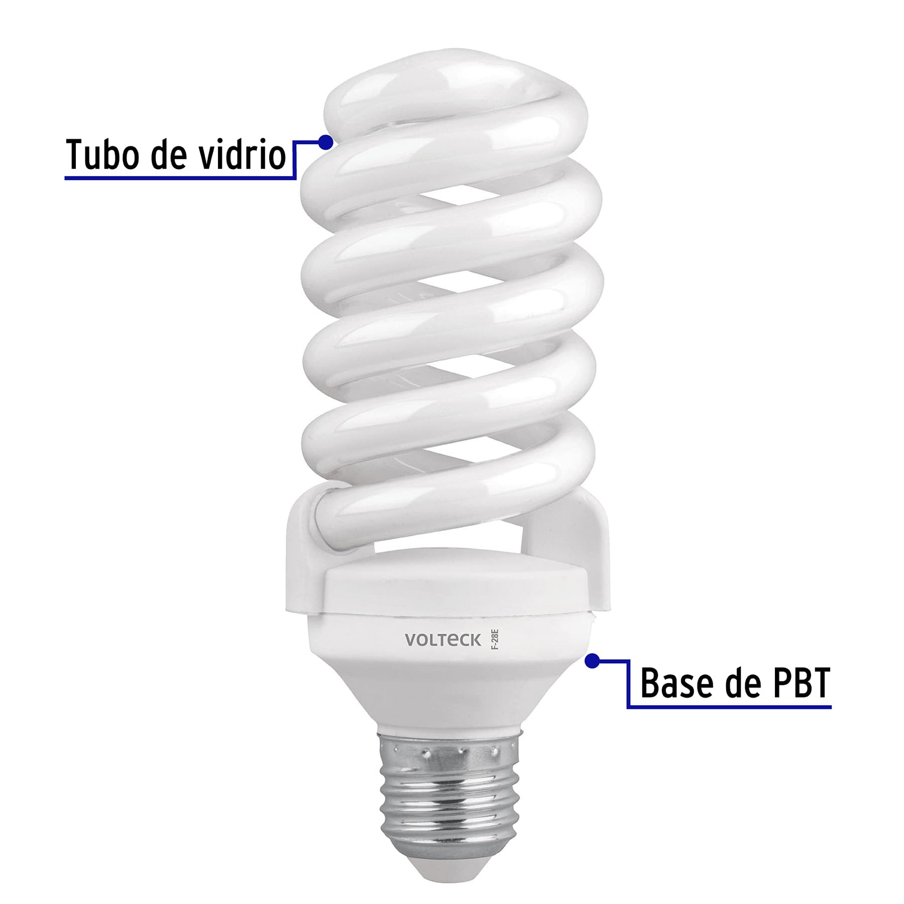 Pack 2 lámparas espiral T4 28 W luz de día, blíster, Volteck