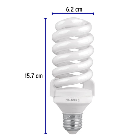 Pack 2 lámparas espiral T4 28 W luz de día, blíster, Volteck