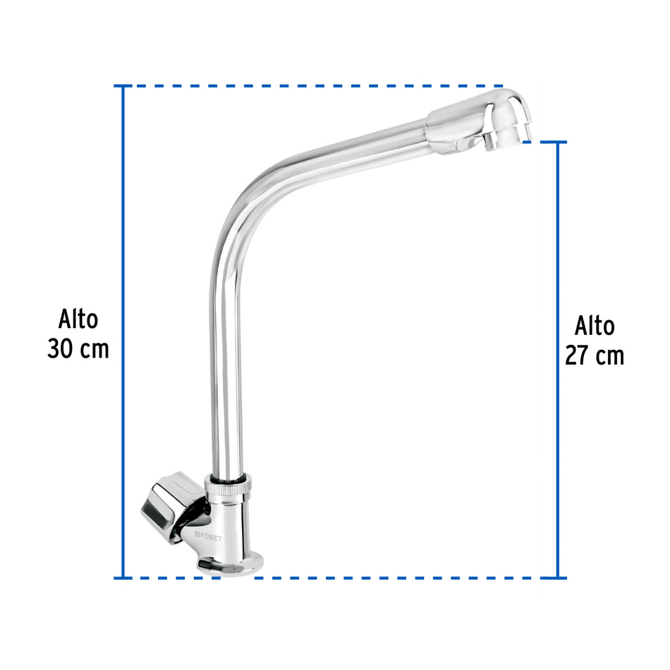 Llave individual fregadero cuello cobra hexagonal BASIC