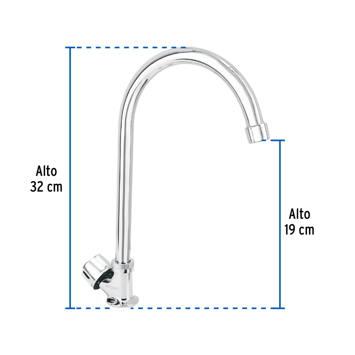 Llave individual fregadero cuello curvo hexagonal BASIC