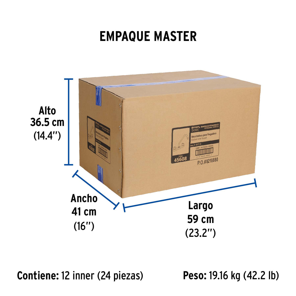Mezcladora 8" fregadero cromo cuello cortocompresionBASIC