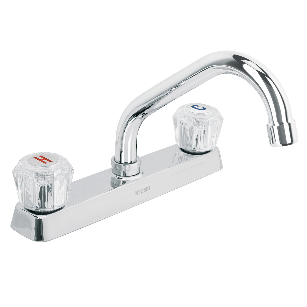 Mezcladora 8" fregadero cromo cuello corto acrilico BASIC