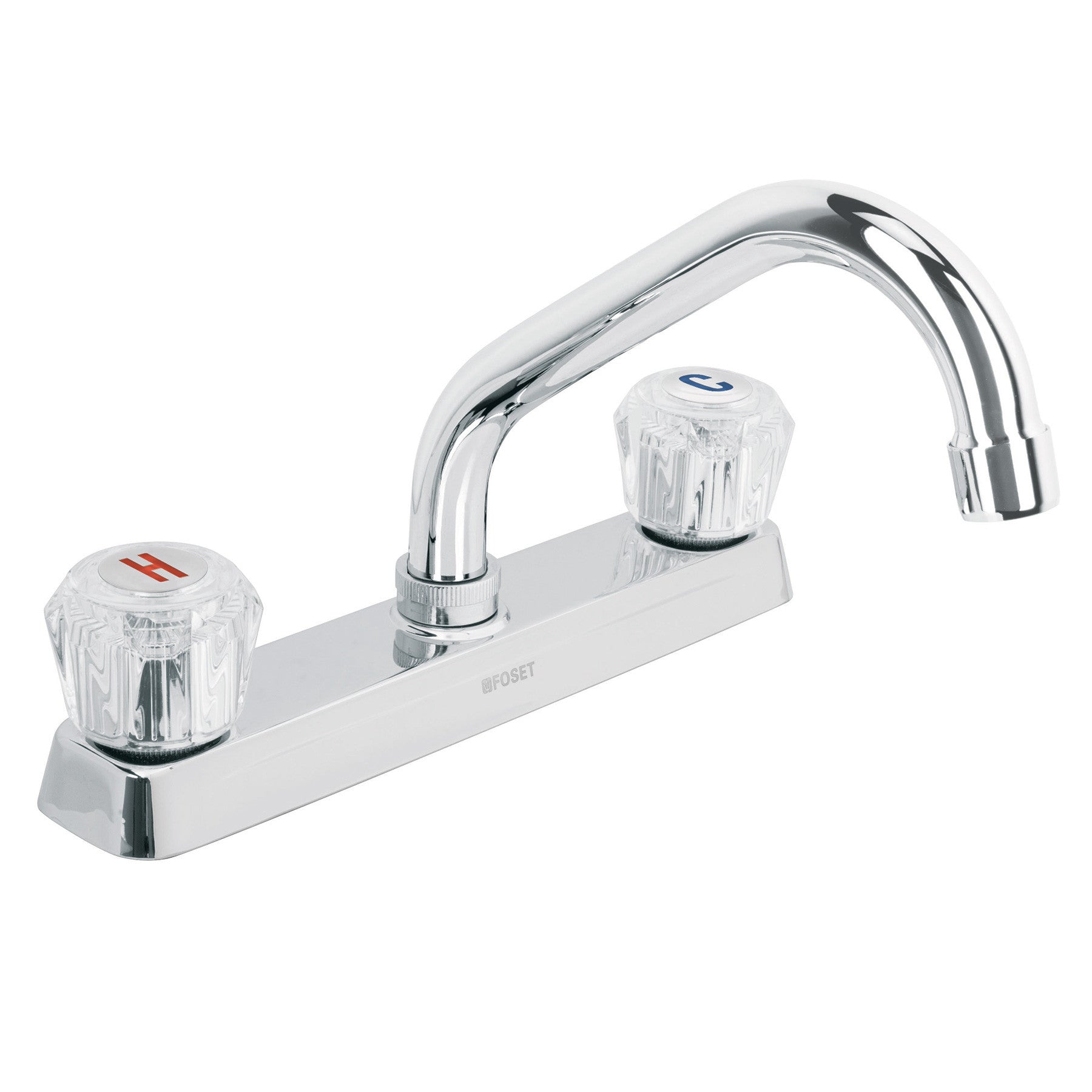 Mezcladora 8" fregadero cromo cuello corto acrilico BASIC