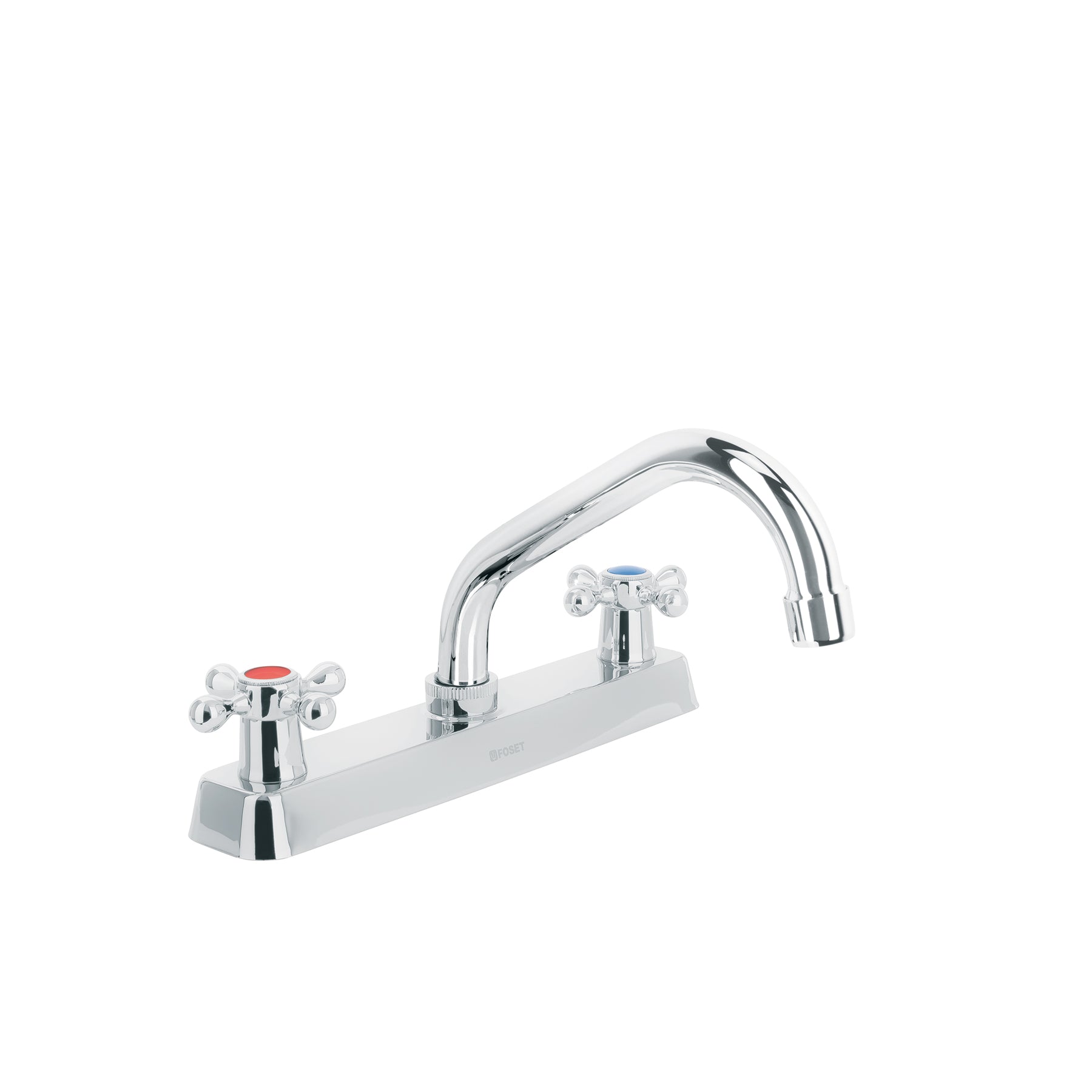 Mezcladora 8" fregadero cromo cuello corto cruceta BASIC