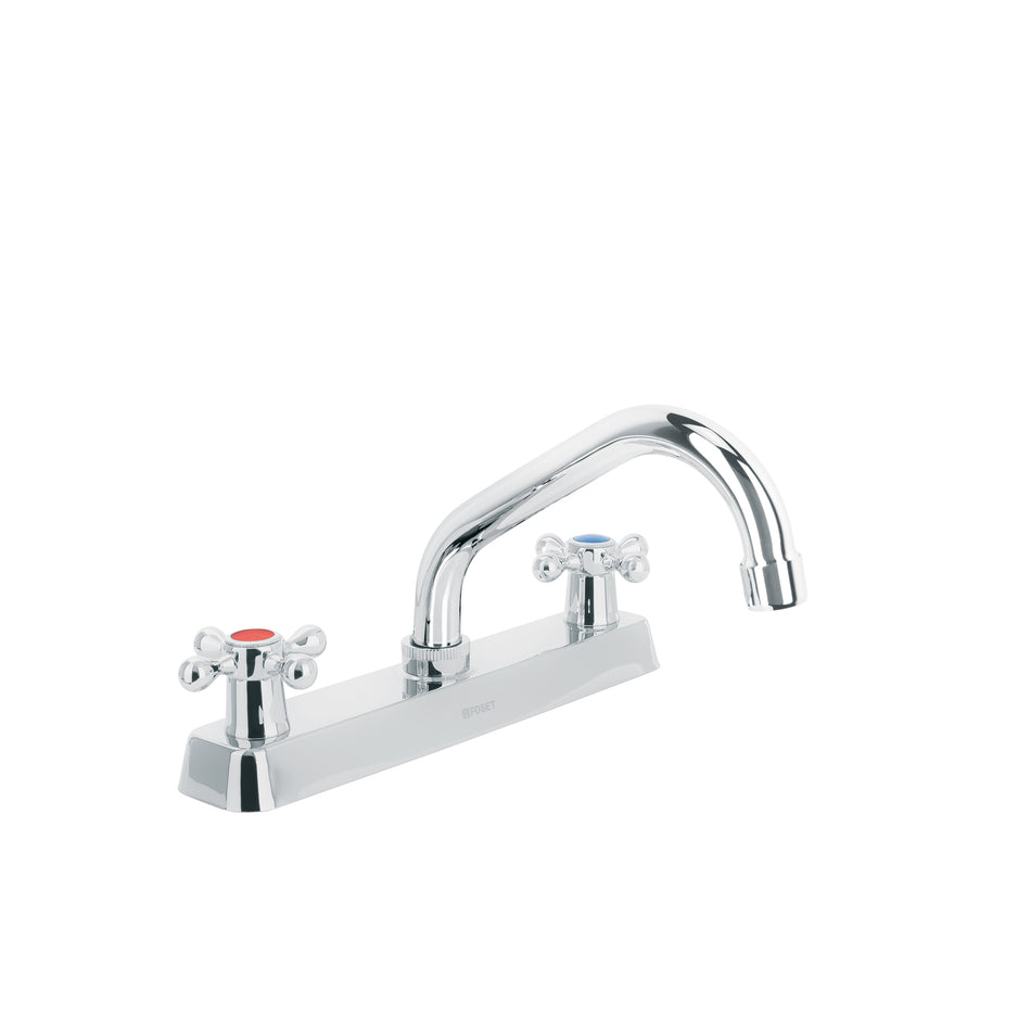Mezcladora 8" fregadero cromo cuello corto cruceta BASIC