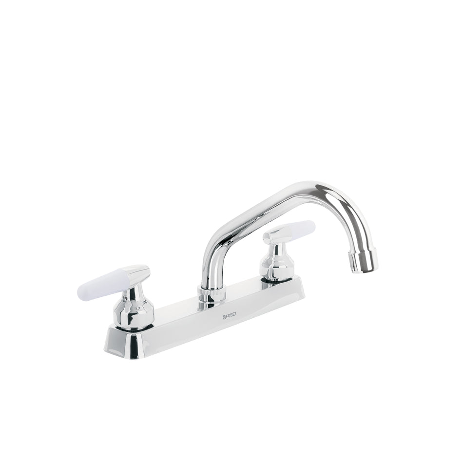 Mezcladora 8" fregadero cromo cuello corto cono BASIC