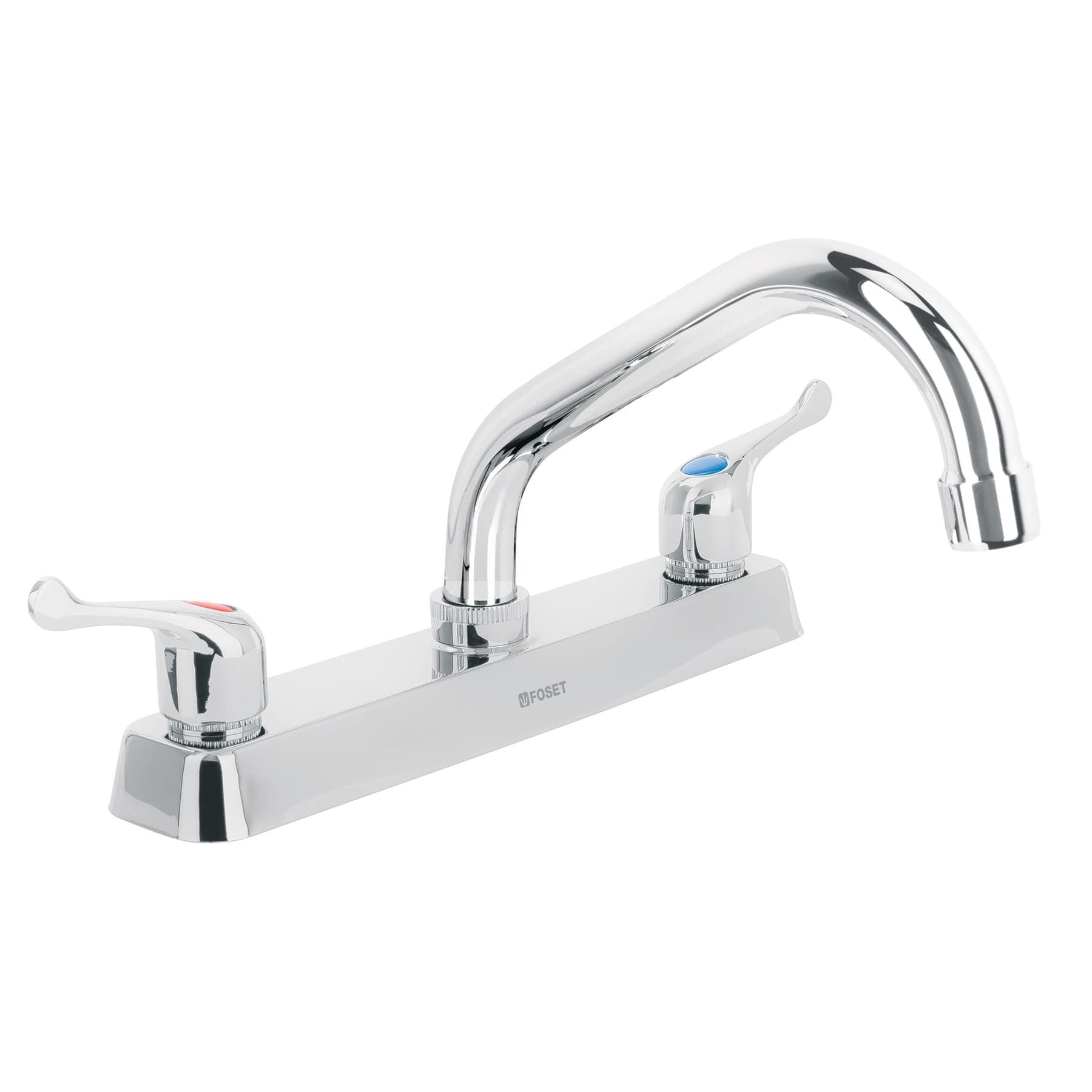 Mezcladora 8" fregadero cromo cuello corto palanca BASIC