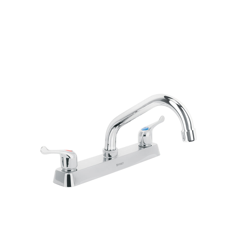 Mezcladora 8" fregadero cromo cuello corto palanca BASIC