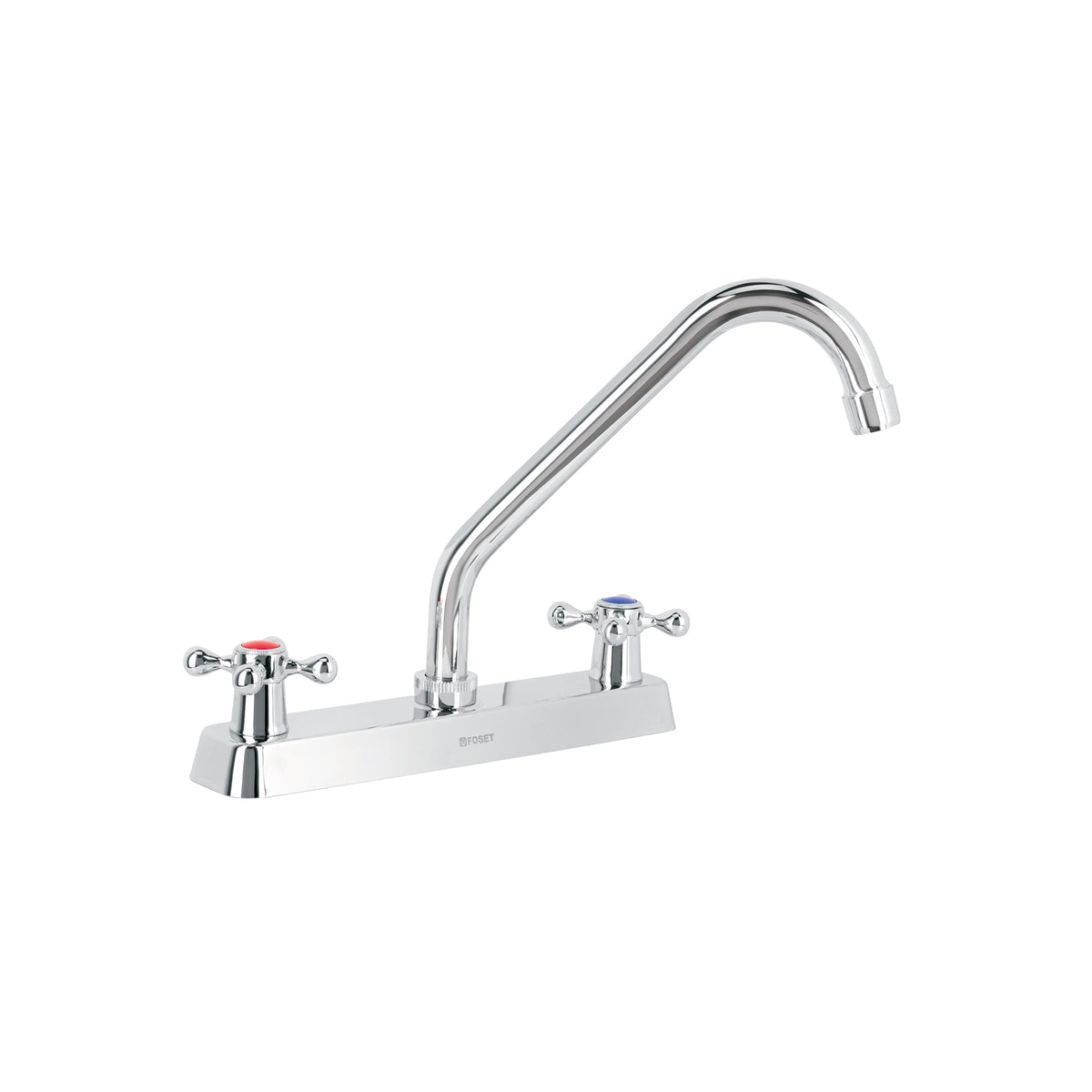 Mezcladora 8" fregadero cromo cuello largo cruceta BASIC