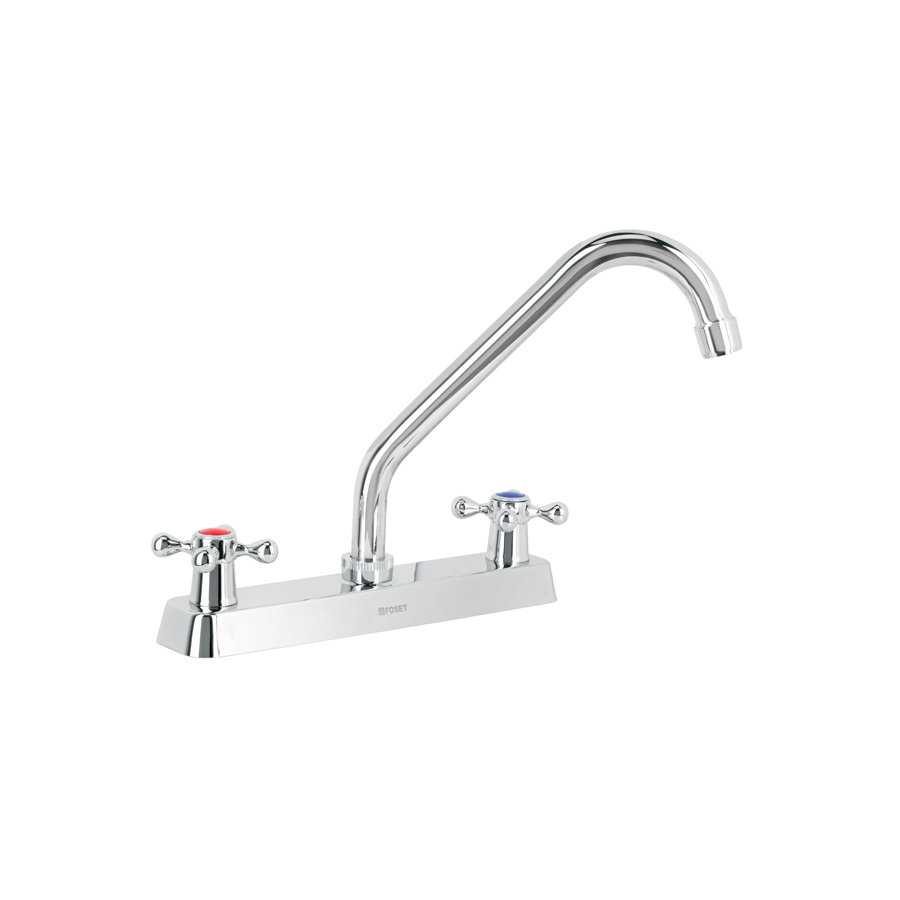 Mezcladora 8" fregadero cromo cuello largo cruceta BASIC