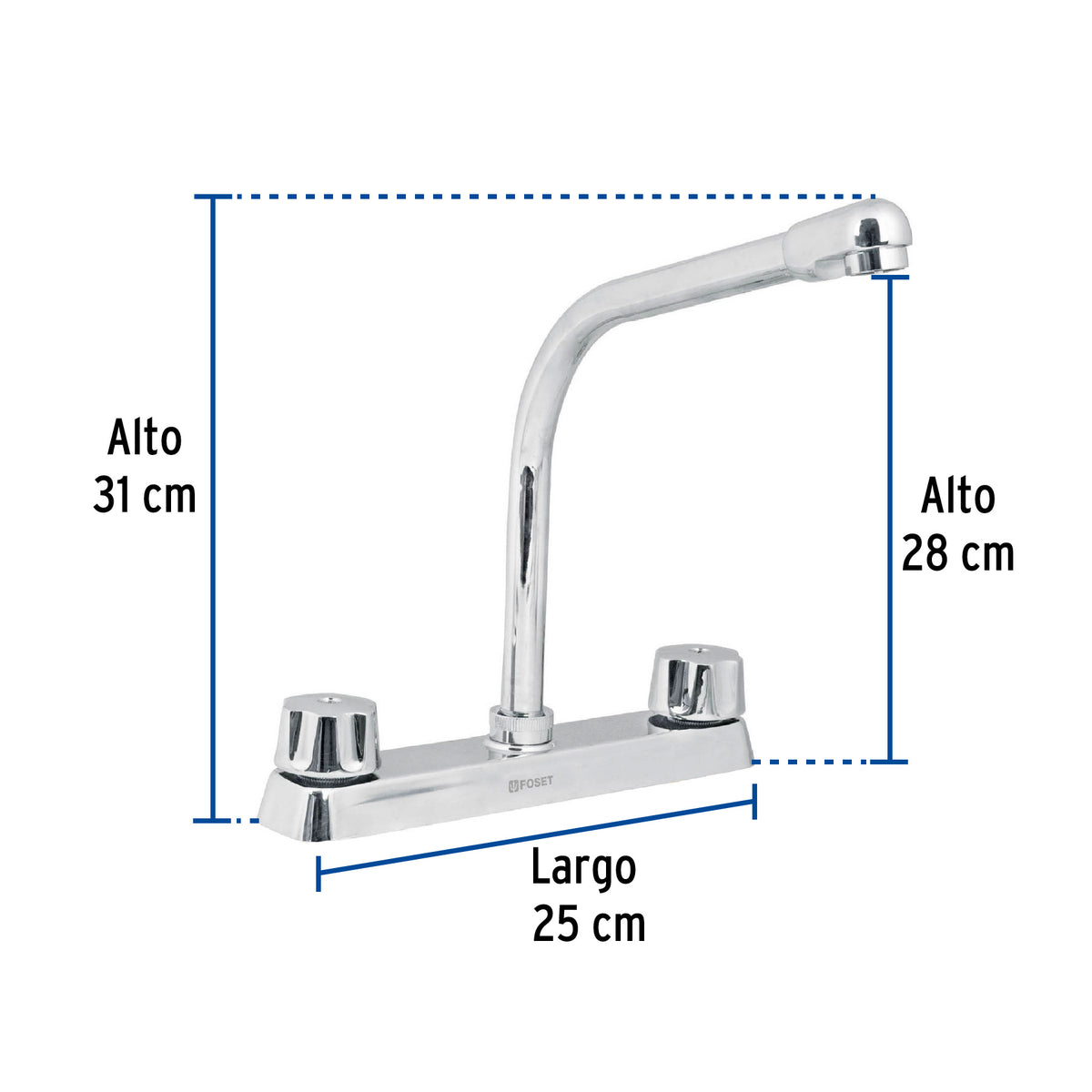 Mezcladora 8" fregadero cromo cuello cobracompresionBASIC