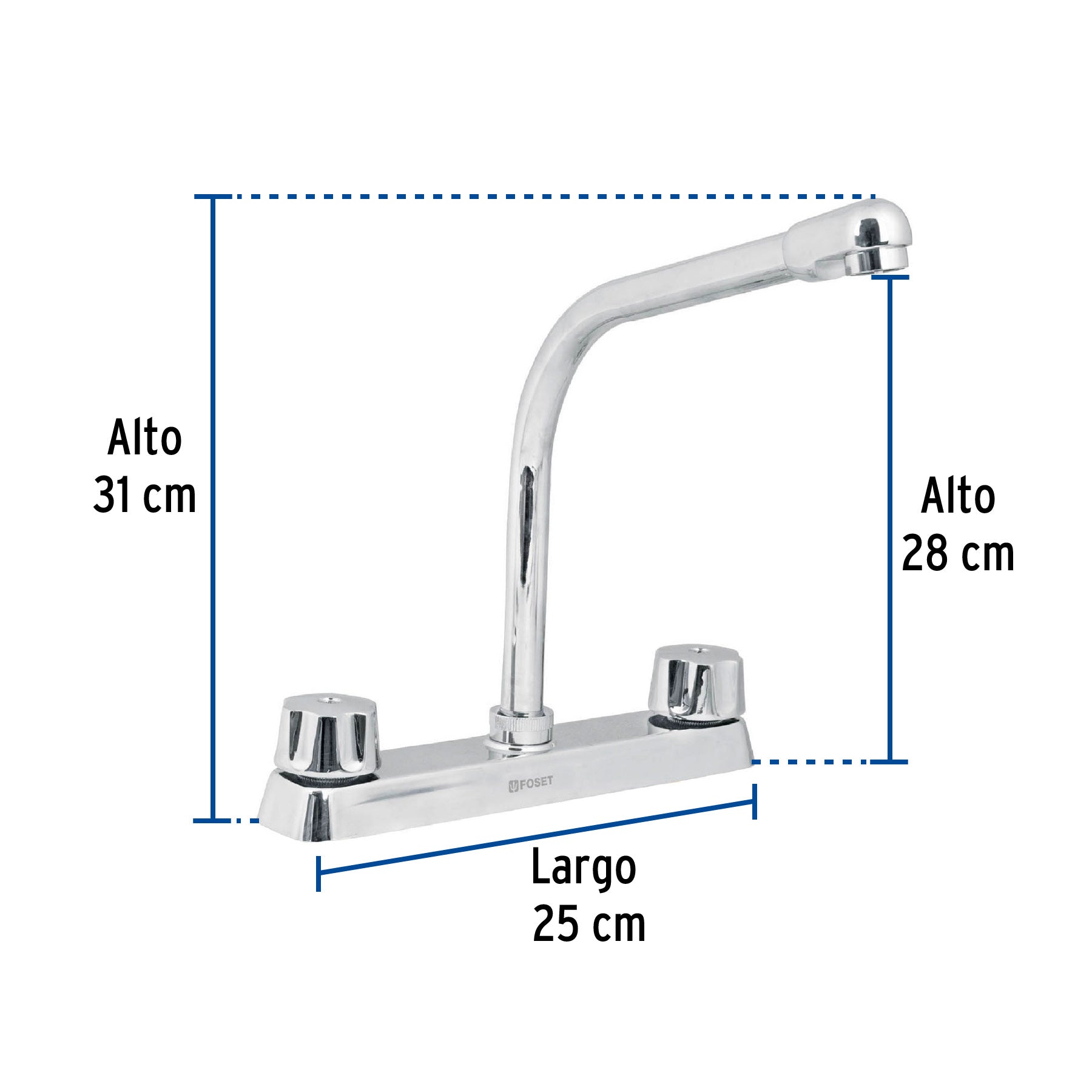 Mezcladora 8" fregadero cromo cuello cobracompresionBASIC