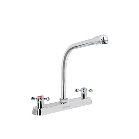 Mezcladora 8" fregadero cromo cuello cobra cruceta BASIC
