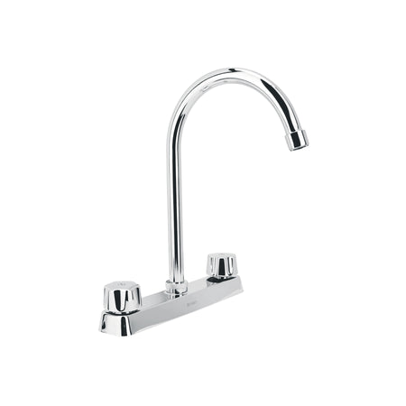 Mezcladora 8" fregadero cromo cuello curvohexagonal BASIC