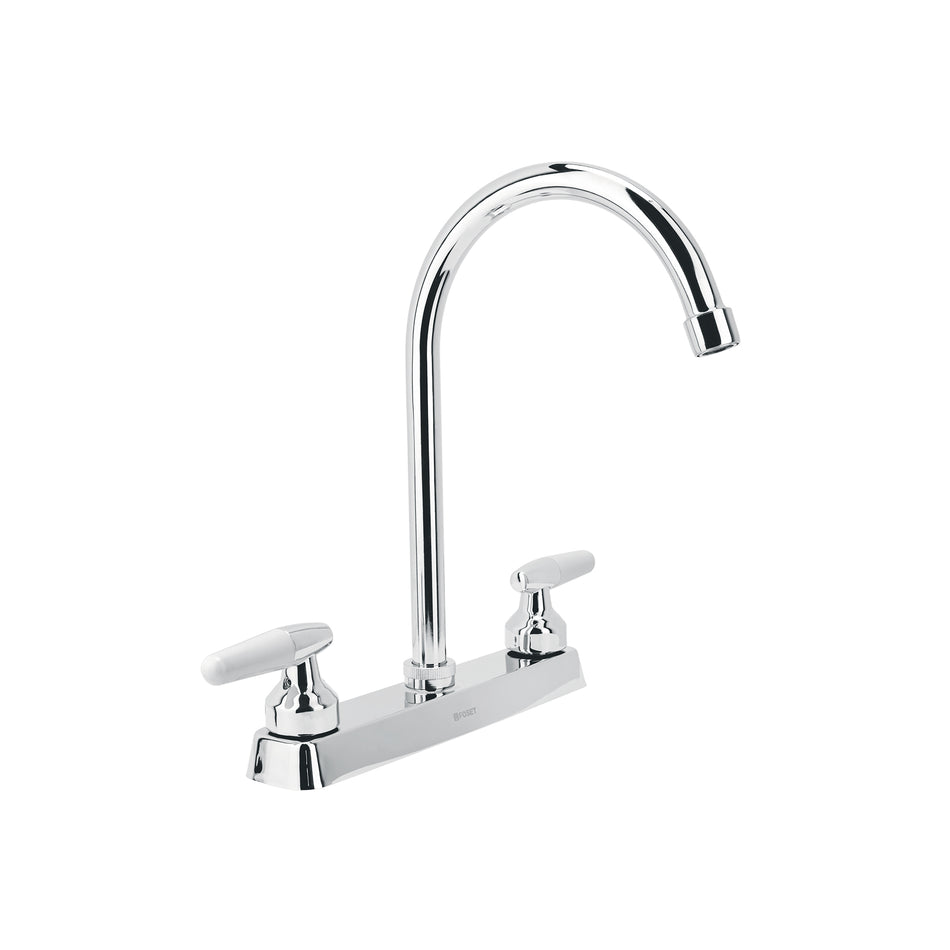 Mezcladora 8" fregadero cromo cuello curvo cono BASIC