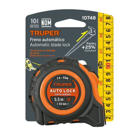 Flexómetro Auto-Lock contra impactos 5.5 m cinta 25 mm