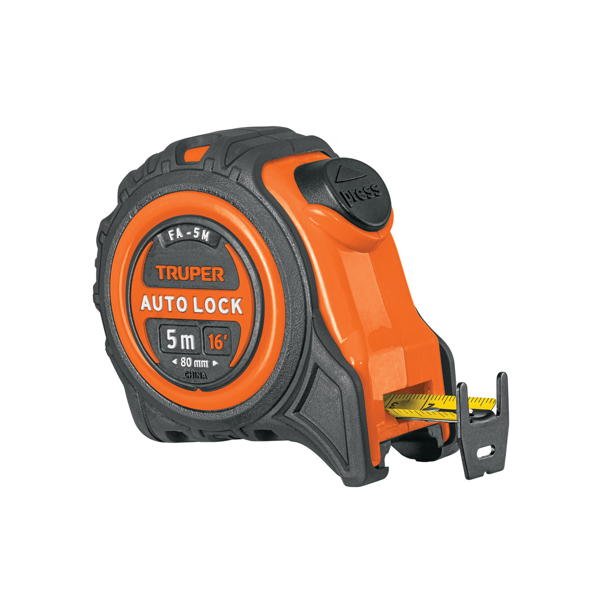 Flexometro Auto-Lock contra impactos 5 m cinta 19 mm Truper