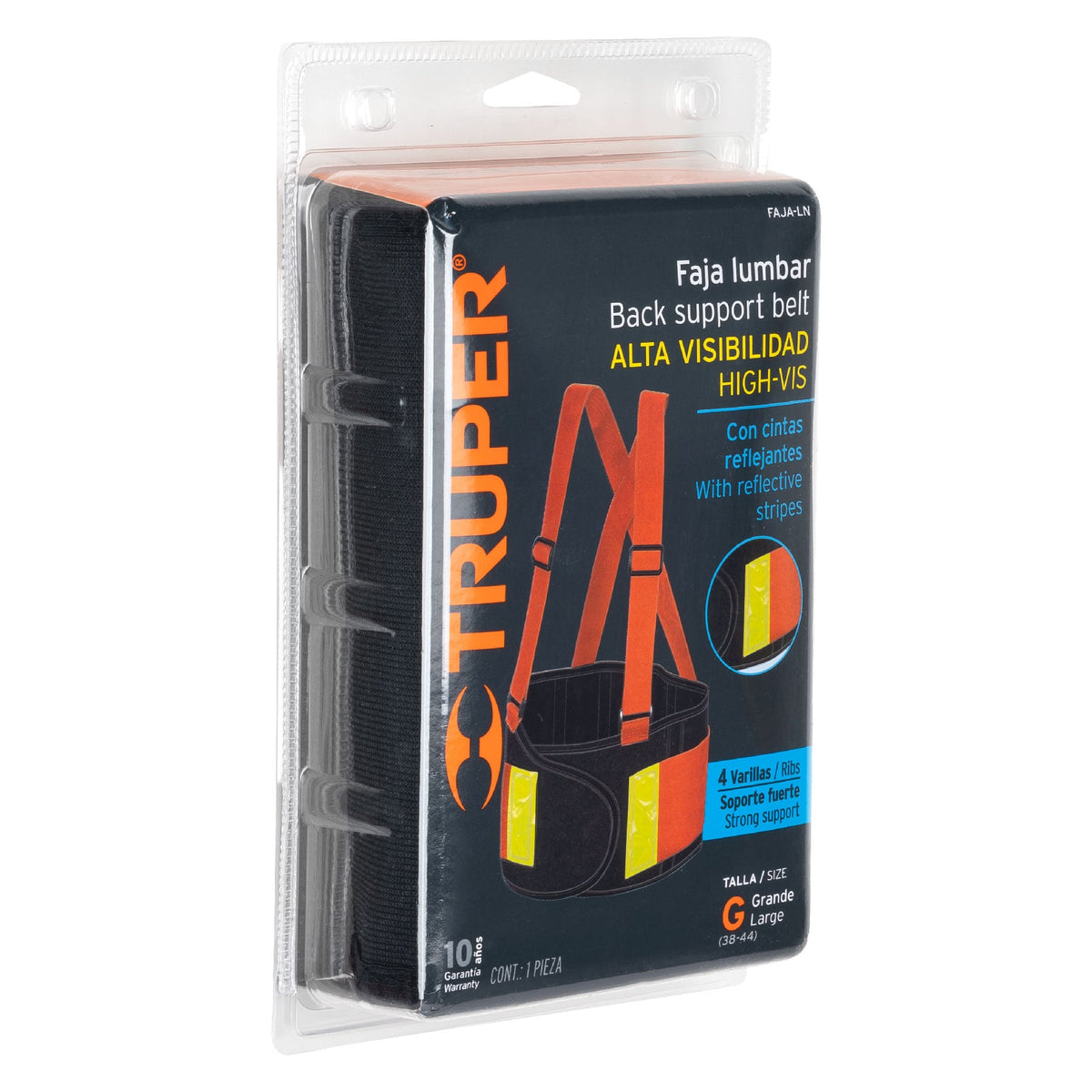 Faja lumbar naranja con cintas de alta visibilidadGTRUPER