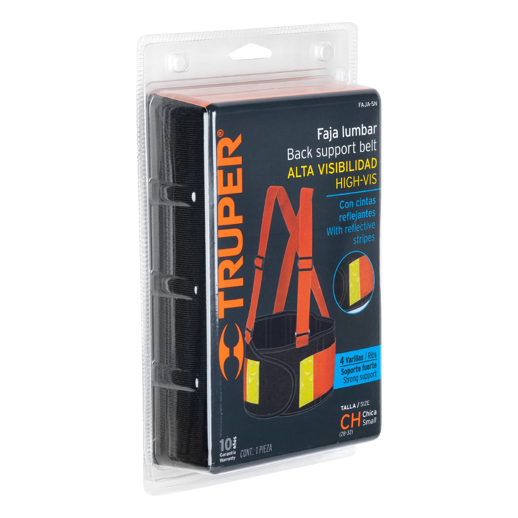 Faja lumbar naranja con cintas de alta visibilidadCHTRUPER
