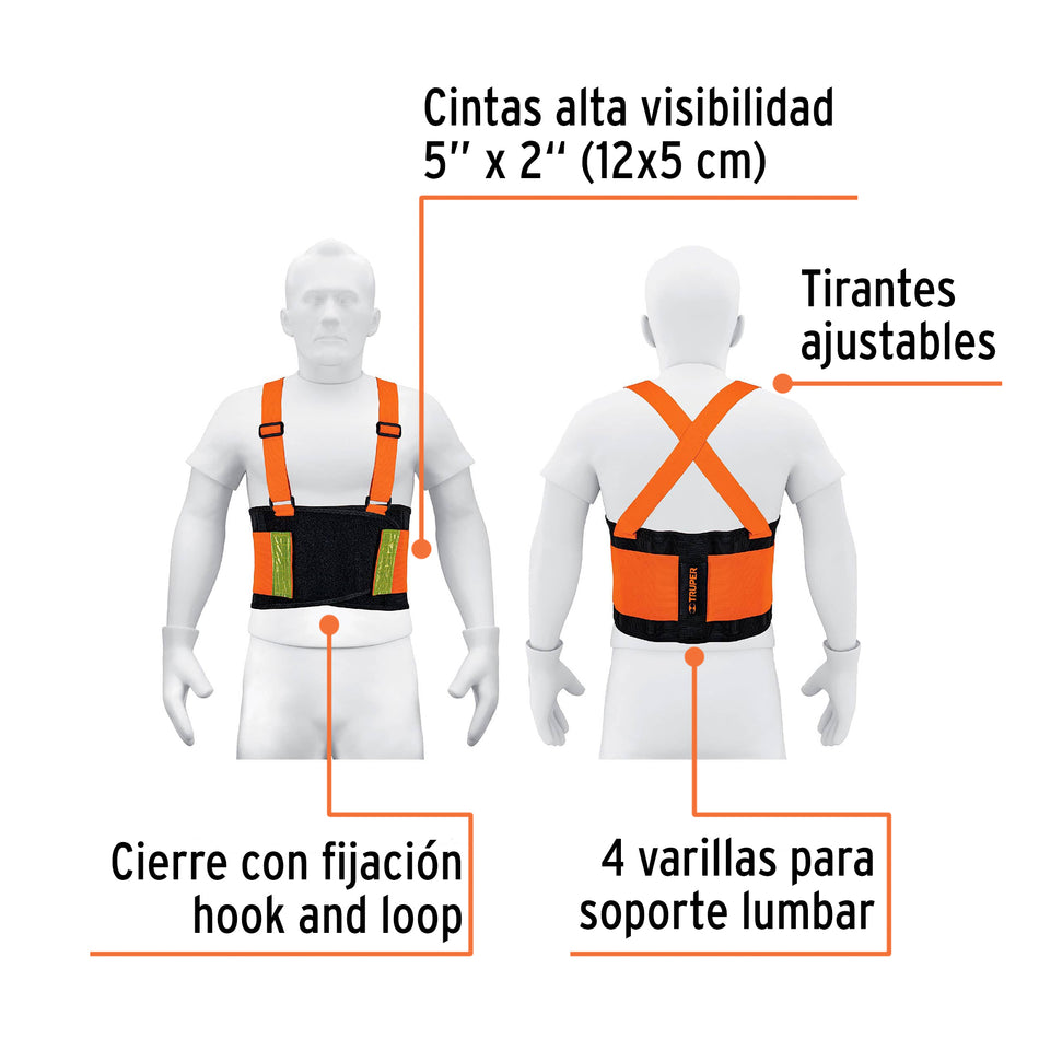 Faja lumbar naranja con cintas de alta visibilidadXGTRUPER