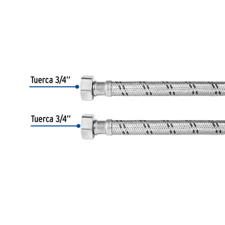 Manguera para boiler, acero inox, 3/4'x3/4', 100 cm, FOSET